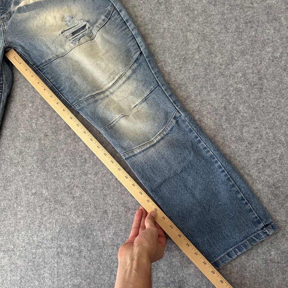 GS-115 Mens High Rise Skinny Distressed Stretch Blue Jeans Size 42 - Picture 11 of 14